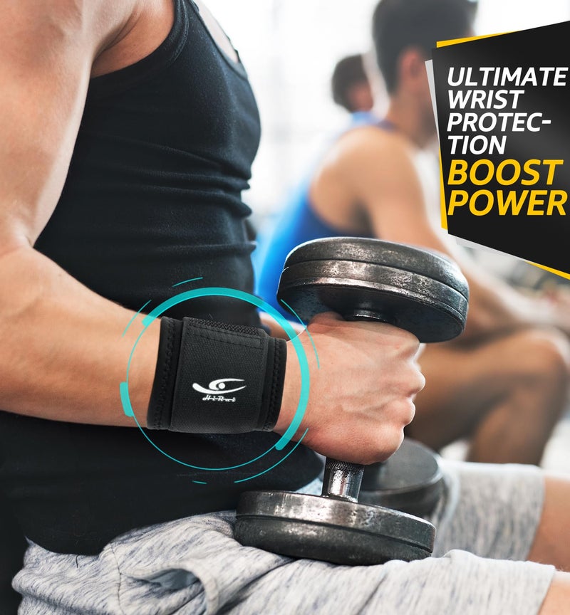 HiRui 2 PACK Wrist Compression Strap and Wrist Brace Sport Wrist Support for Fitness, Weightlifting, Tendonitis, Carpal Tunnel Arthritis, Pain Relief-Wear Anywhere-Unisex,Adjustable - Image 2
