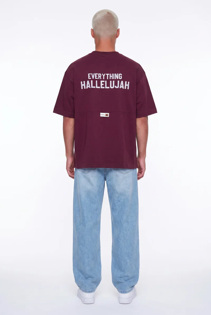 Respire Men's Hallelujah Print Oversize T-Shirt Burgundy