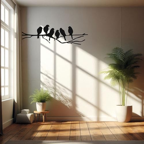 MAYUMI DÉCOR | Wooden Wall Plaque/Wall Sign For Home Decoration | Ready To Hang Wall Decor (Black) – 400 mm Length (Birds on the Branch) - Image 3