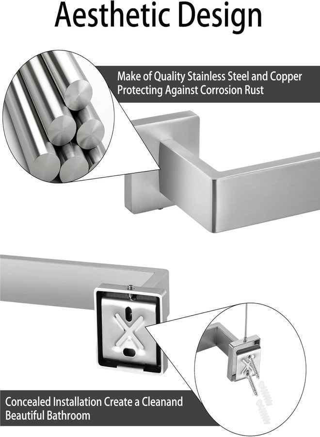 Hinmood Brushed Nickel Bathroom Accessories Set 10 Pieces, 24 Inch Bath Towel Bar Set, Stainless Steel Towel Racks Wall Mounted with Towel Ring, Toilet Paper Holder and Towel Hooks - Image 5