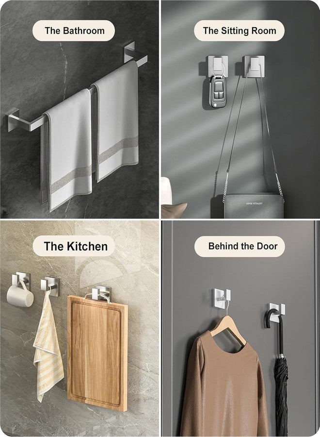 Hinmood Brushed Nickel Bathroom Accessories Set 10 Pieces, 24 Inch Bath Towel Bar Set, Stainless Steel Towel Racks Wall Mounted with Towel Ring, Toilet Paper Holder and Towel Hooks - Image 3