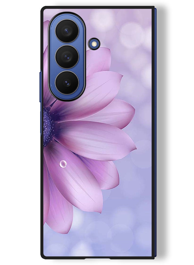 Theodor Case Compatible with Samsung Galaxy Z Fold 7 - 8 Inch Protection Shockproof Bumper Cover Purple Flower - Image 1