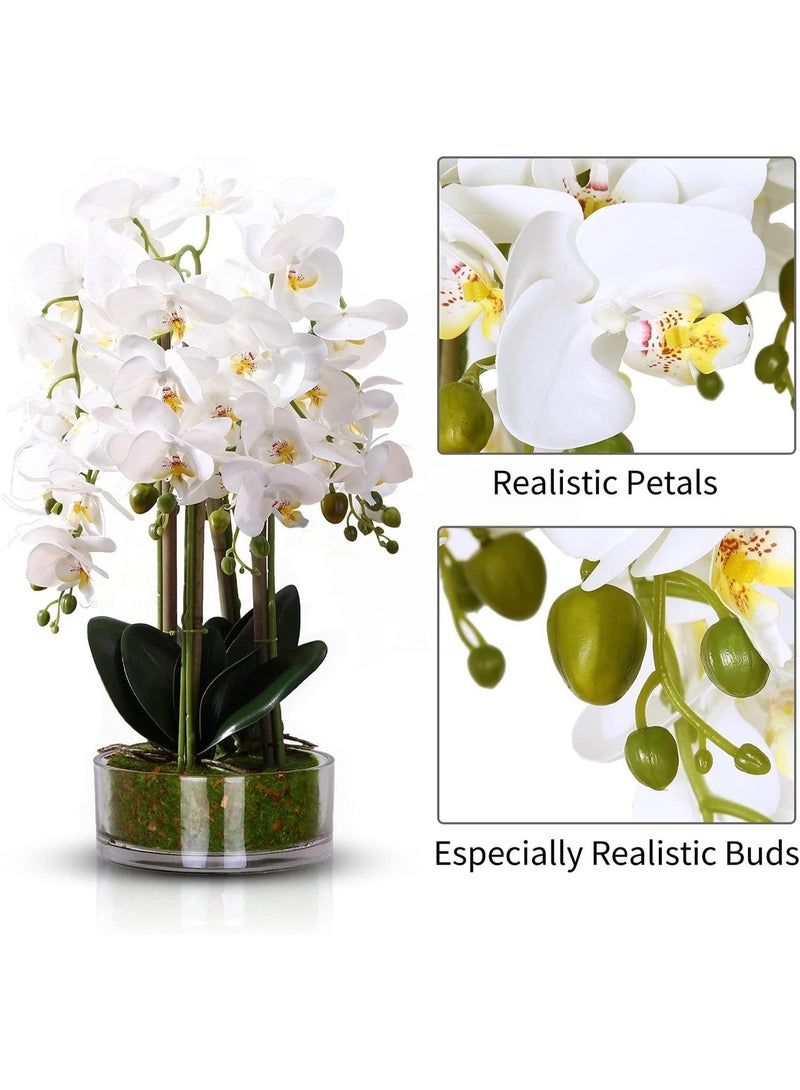 LATIFA Artificial Flowers Realistic White Orchid in Pot HIgh Quality Handmade Vase - Image 4
