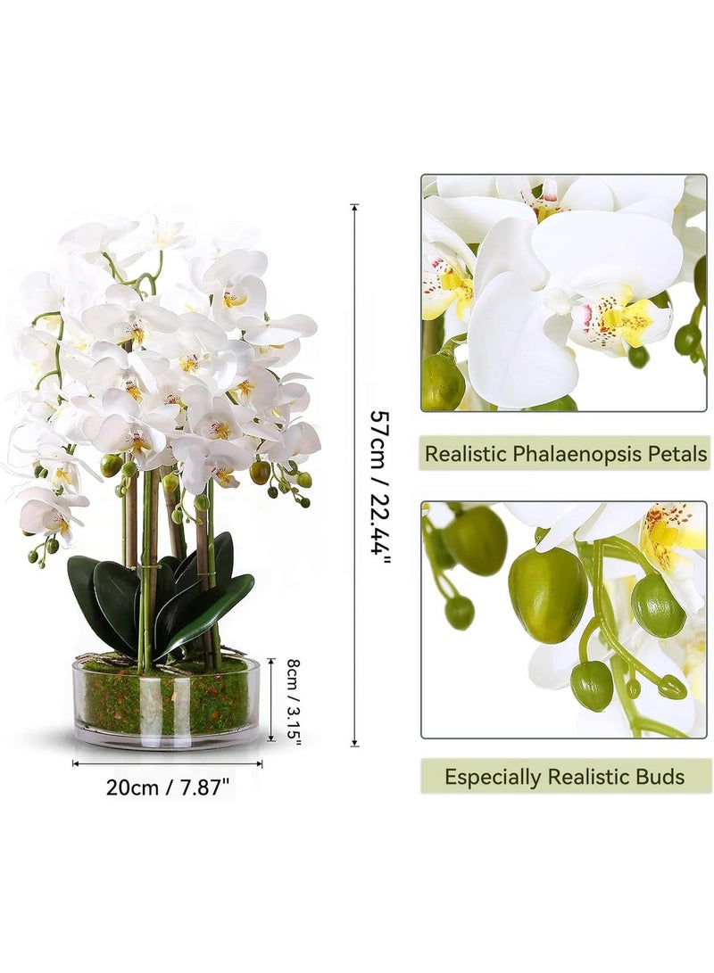 LATIFA Artificial Flowers Realistic White Orchid in Pot HIgh Quality Handmade Vase - Image 3