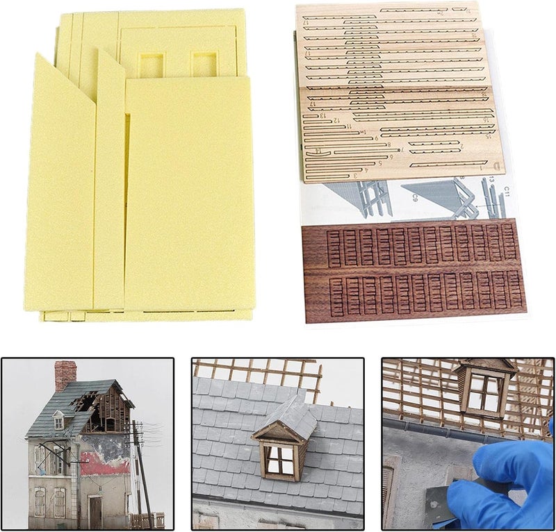 كلاراكو مجموعة نماذج بناء غير مطلية بمقياس 1/35، أطلال منزل على الطراز الأوروبي، ألغاز ثلاثية الأبعاد مصغرة لمواد البناء، نموذج سكة حديد، منظر طبيعي مصغر - Image 5