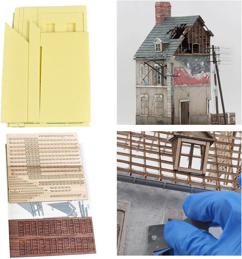 كلاراكو مجموعة نماذج بناء غير مطلية بمقياس 1/35، أطلال منزل على الطراز الأوروبي، ألغاز ثلاثية الأبعاد مصغرة لمواد البناء، نموذج سكة حديد، منظر طبيعي مصغر - Image 4