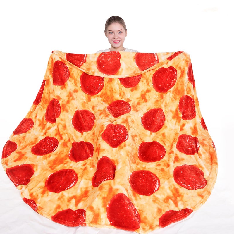 mermaker Pepperoni Pizzas Blanket 71 inches for Adult Kids, Realistic Pizzas Throw Blanket Funny Gifts for Women Men Teen Boy Girl, 285 GSM Soft Flannel Food Blanket for Christmas Birthday Gifts-Red - Image 1