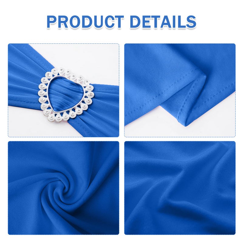 Howhic حزمة Howhic من 30 كرسي Spandex Sashes أقواس امتداد كرسي الفرقة مع مشبك منزلق شوكي عالمي المرونة علاقات لزخارف حفلات حفلات الزفاف (Royal Blue) - Image 3