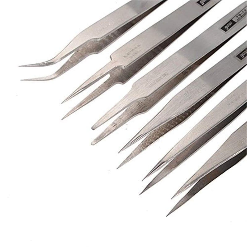 DIY Crafts Diy Crafts CTDIYHI37901 Static Stainless Steel Tweezers Swiss Antimagnetic Tweezers Set for Soldering Mobile Phone Repair 3 Pack of 6 Multicolor  - Image 3