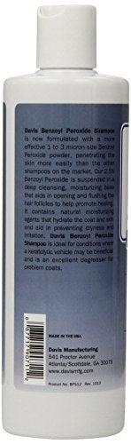 Davis Manufacturing Davis Benzoyl Peroxide Medicated Dog & Cat Shampoo, 12 oz. – Dermatitis and Demodectic Mange, White (DM150 12) - Image 2