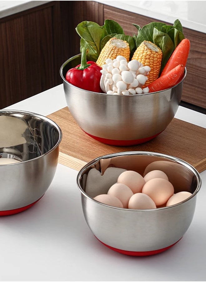 Morlife 20cm Stainless Steel Non-Slip Mixing Bowls with Measurements , Pour Spouts, Tick Marks for Cooking, Baking  - Image 2