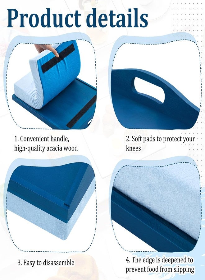 Tioncy Bamboo Lap Tray with Detachable Pillow 16.9'' x 13'' Lap TV Trays Lap Desk with Handles for Adults Eating in Recliner Breakfast Housewarming Gift(Blue,1 Piece) - Image 4
