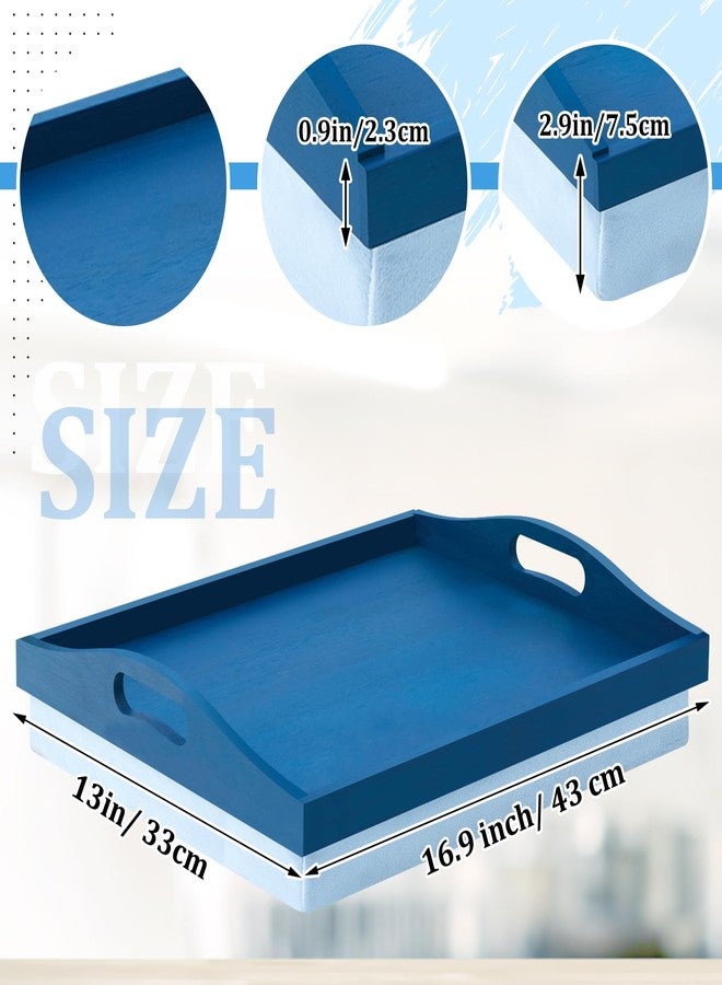 Tioncy Bamboo Lap Tray with Detachable Pillow 16.9'' x 13'' Lap TV Trays Lap Desk with Handles for Adults Eating in Recliner Breakfast Housewarming Gift(Blue,1 Piece) - Image 2