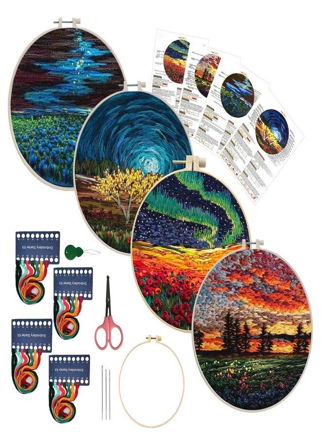 Maydear 4 Set Embroidery Stitches Practice Kit, Embroidery Kit for Beginners with Embroidery Patterns, Beginner Hand Embroidery Kit, Embroidery Kits for Adults - Image 1