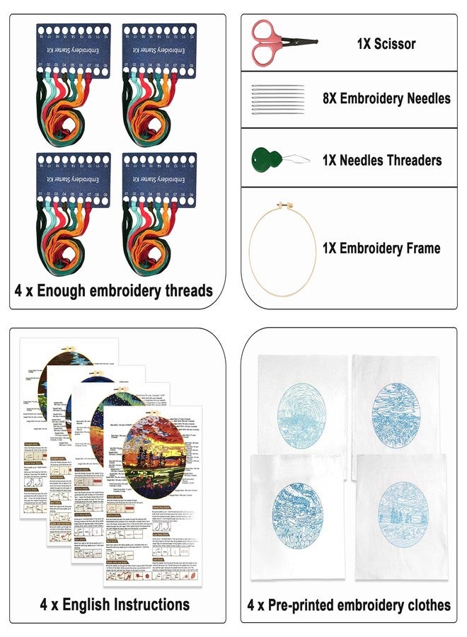 Maydear 4 Set Embroidery Stitches Practice Kit, Embroidery Kit for Beginners with Embroidery Patterns, Beginner Hand Embroidery Kit, Embroidery Kits for Adults - Image 2