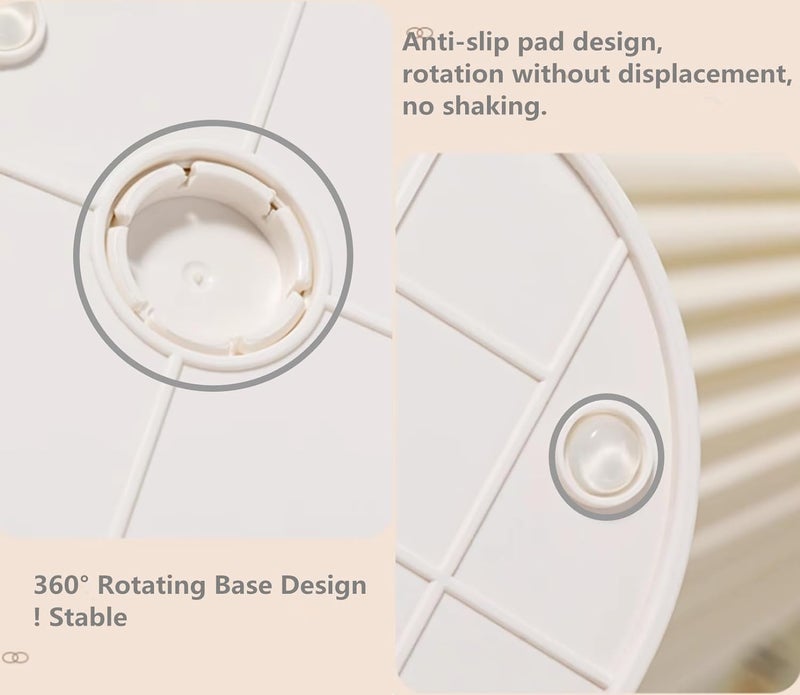 JIGSHTIAL Make-up Brush Organiser, Multi-compartment 360 °Rotating, Makeup Storage for Vanity Countertop, Makeup Brush Holder Skincare Organiser for Dressing Table Bathroom (Ivory) - Image 4