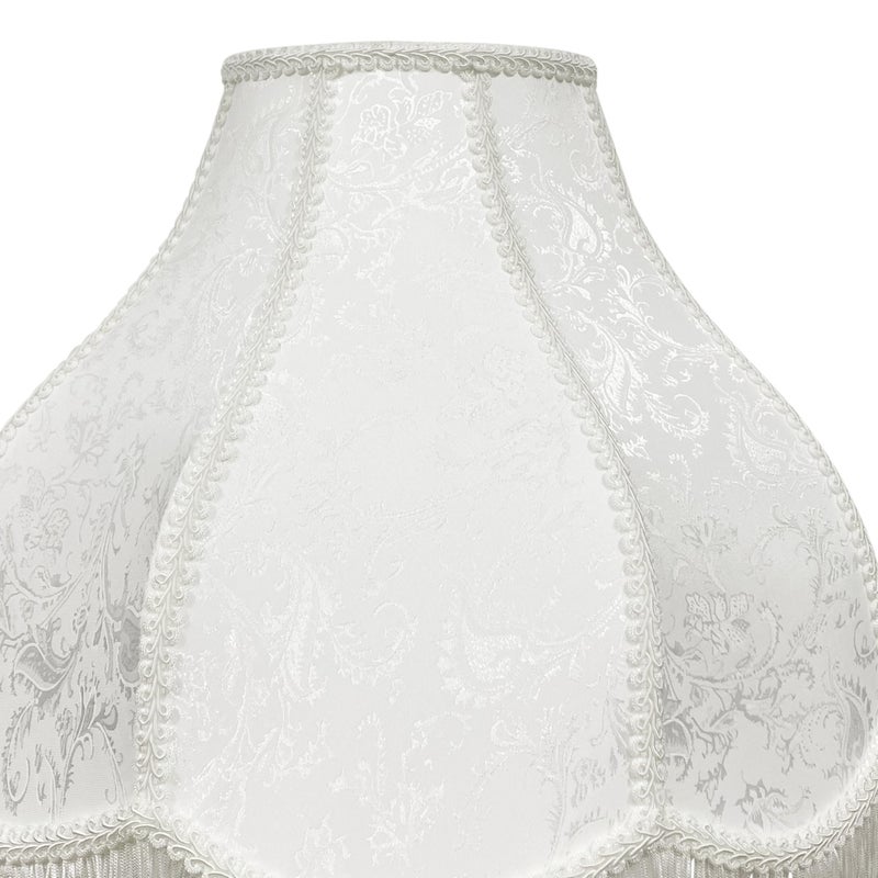 TOOTOO STAR Scalloped Fringe lampshade, 6"x16"x11"(Spider) Medium-sized white fan-shaped jacquard fabric lampshadeï¼Œvintage lamp shade for table lamps and floor lamps, easy assembly - Image 3