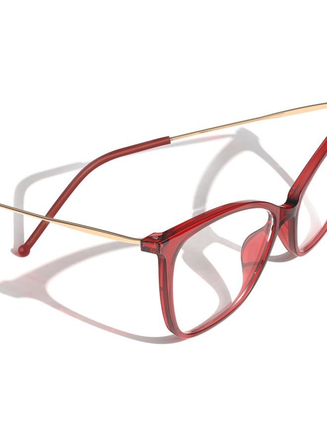 VISOONE Oversized Cat Eye Blue Light Blocking Glasses for Women Large Cute Lightweight Eyeglasses Metal Frame Calina, Burgundy Red, Large - Image 4