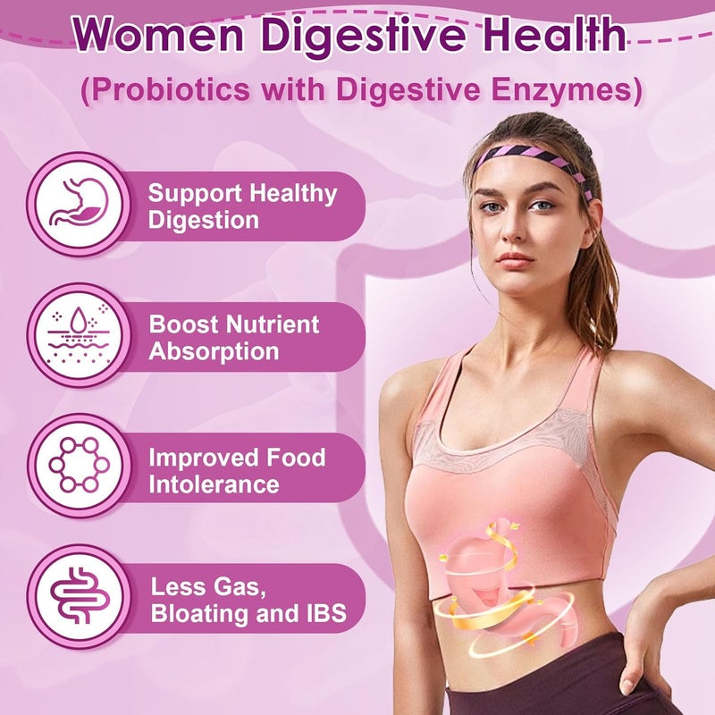 NATURE TARGET Probiotics for Women 100 Billion CFUs Probiotic with Digestive Enzymes  Prebiotics Vaginal Probiotics with Cranberry for Urinary Tract Health pH Balance 180 Veggie Capsules - Image 3