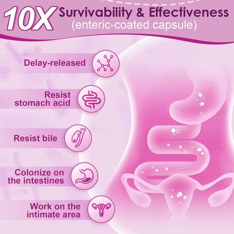 NATURE TARGET Probiotics for Women 100 Billion CFUs Probiotic with Digestive Enzymes  Prebiotics Vaginal Probiotics with Cranberry for Urinary Tract Health pH Balance 180 Veggie Capsules - Image 5