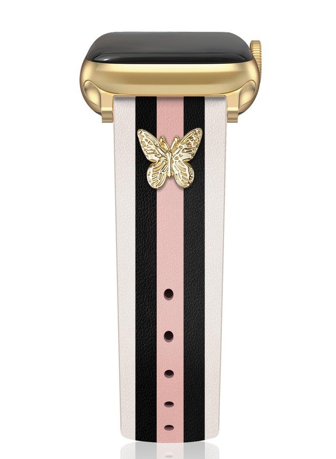 MOINSPIRE Designer Leather Bands with Charms Compatible with Apple Watch 38mm 40mm 41mm 42mm(S11/10) Women Men Genuine Leather Strap Elegant Wristbands for iWatch Series 11/10/9/8/7/6/5/3/2/1/SE/Ultra - Image 1