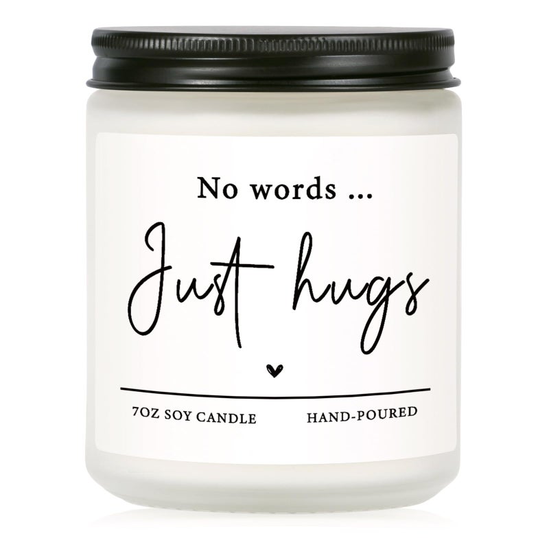 Shqiueos Sympathy Gifts for Loss of Loved One-No Words Just Hugs Lavender Scented Candle, Bereavement Gift Idea, Memorial, Grief, Thinking of You, Get Well, Comfort Condolence Gift (White) - Image 1