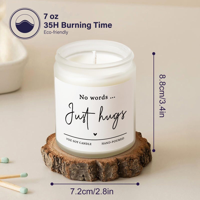Shqiueos Sympathy Gifts for Loss of Loved One-No Words Just Hugs Lavender Scented Candle, Bereavement Gift Idea, Memorial, Grief, Thinking of You, Get Well, Comfort Condolence Gift (White) - Image 2