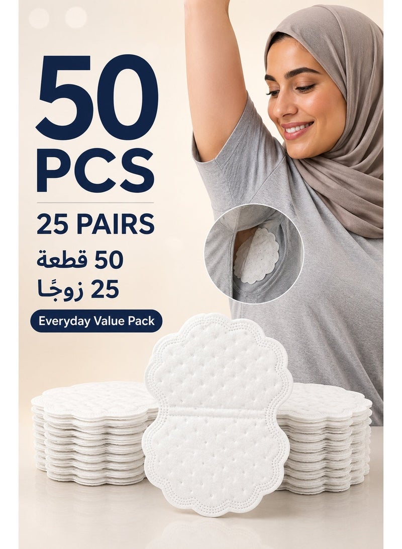 IKBEN Underarm Sweat Pads 50 Pcs - Disposable Armpit Sweat Guards, Ultra Thin Invisible Sweat Shields with Strong Adhesive, Anti-Stain & Anti-Odor Protection for Men & Women Daily Use - Image 1