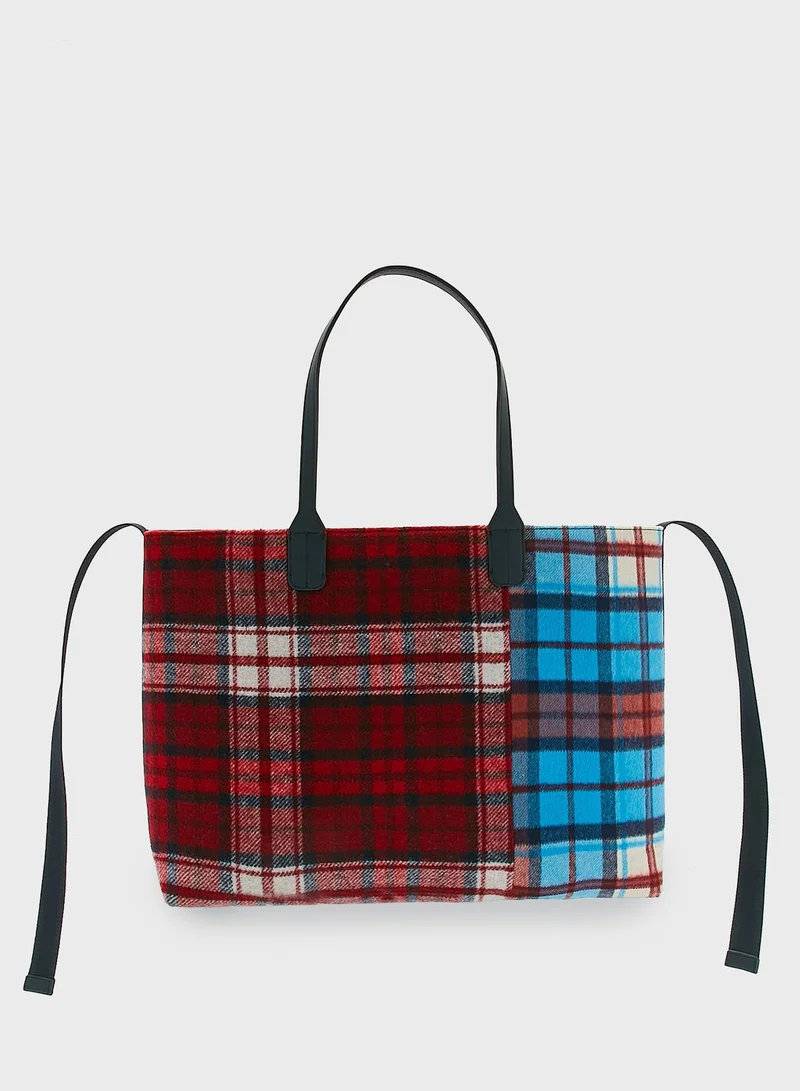 TOMMY HILFIGER Iconic Check Detailed Tote Bag