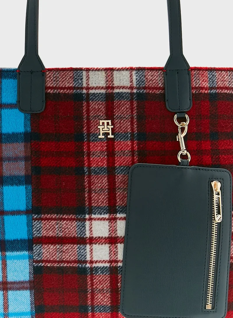 TOMMY HILFIGER Iconic Check Detailed Tote Bag
