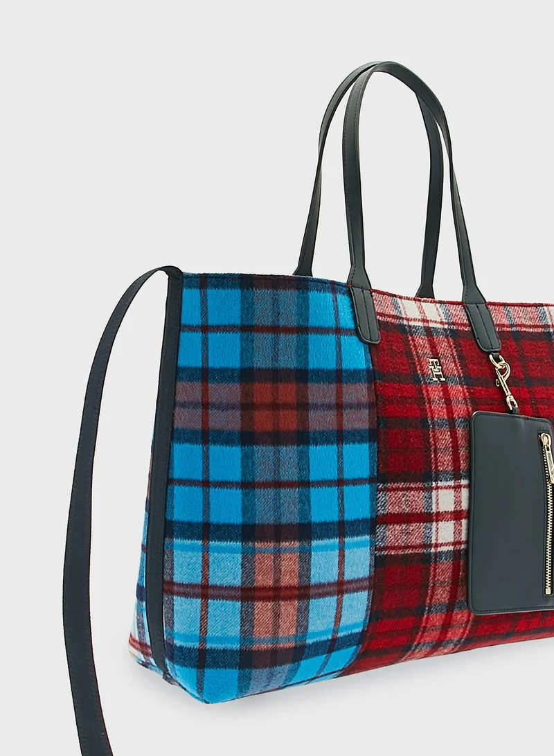 TOMMY HILFIGER Iconic Check Detailed Tote Bag