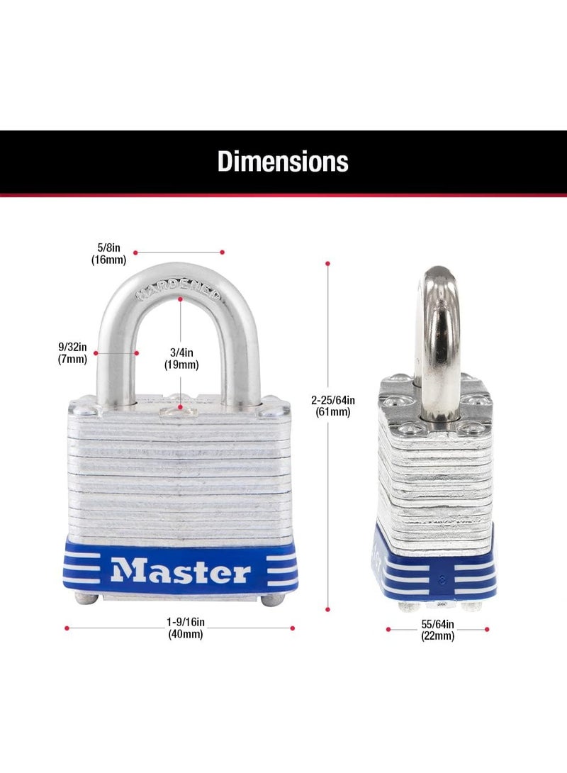 Master Lock 3008D Outdoor Padlock with Key, Pack of 4 Keyed-Alike Silver 1-1/2 Inch - Image 4