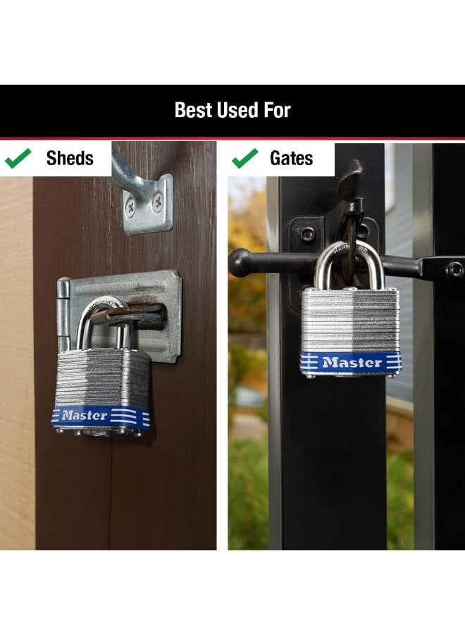 Master Lock 3008D Outdoor Padlock with Key, Pack of 4 Keyed-Alike Silver 1-1/2 Inch - Image 5