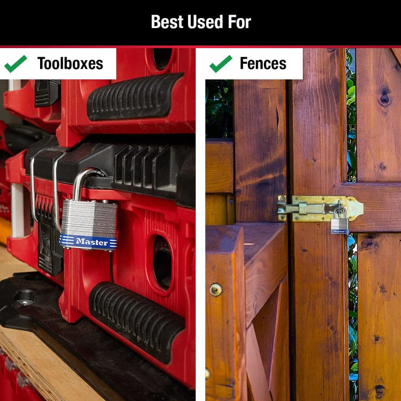 Master Lock 3008D Outdoor Padlock with Key, 4 Pack Keyed-Alike Silver 1-1/2 Inch - Image 4