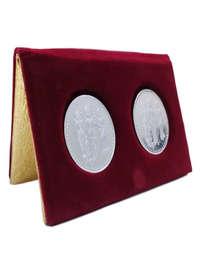 NINE10 German Silver Coins 10 Grams Silver Plated of Ram Darbaar for Ram Navami or Diwali Gift Items for Men, Women, Staff, Customer, Clients, Corporate with Velvet Gift Box (Pack of 5 Pair) - Image 3
