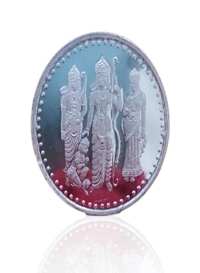 NINE10 German Silver Coins 10 Grams Silver Plated of Ram Darbaar for Ram Navami or Diwali Gift Items for Men, Women, Staff, Customer, Clients, Corporate with Velvet Gift Box (Pack of 5 Pair) - Image 2