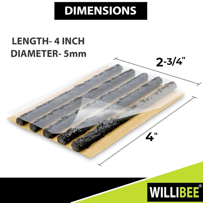 WILLIBEE 6-in-1 Tool Set, Black Tubeless Tyre Puncture Repair Kit for Car, Bike, Scooter & SUV (with Storage Bag) | Universal Emergency Tyre Fix Tool Set, Flat Tire Puncher Repair Kit. - Image 5