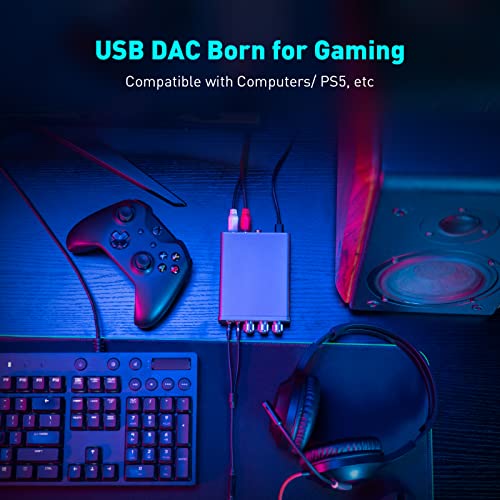Fosi Audio K5 Pro Gaming DAC Headphone Amplifier Mini Hi-Fi Stereo Digital-to-Analog Audio Converter USB Type C/Optical/Coaxial to RCA/3.5MM AUX for PS5/PC/MAC/Computer - Image 4