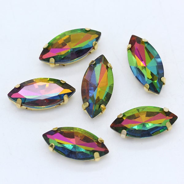 Wholesale horse eye crystal glass claw drill multi-specification hand-stitched claw drill DIY clothing wedding dress bag shoes accessories Multicolored 