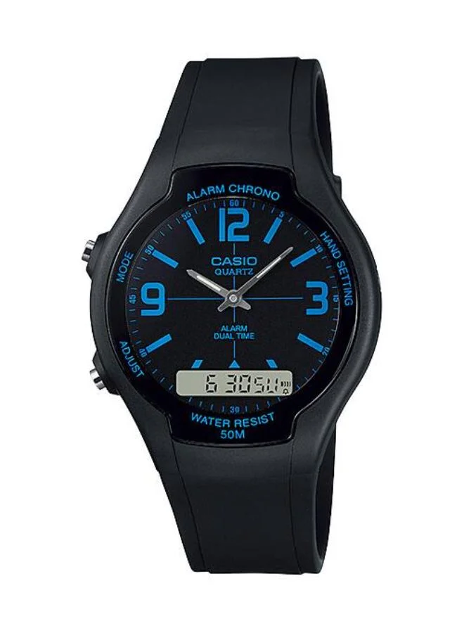 كاسيو Men's Resin Analog-Digital Watch AW-90H-2BVDF - 38.6 mm