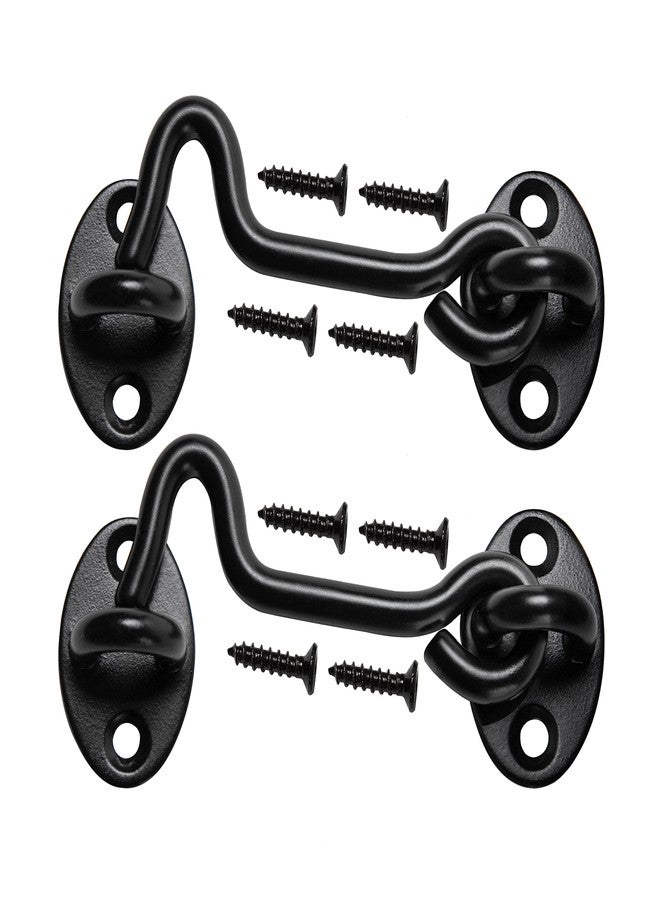 Klurent 4" Barn Door Latch Door Lock Hardware, Sliding Door Lock Eye Hook Latch with Screws, Rust-Resistant Metal Gate Latch(2 Pack) - Image 1