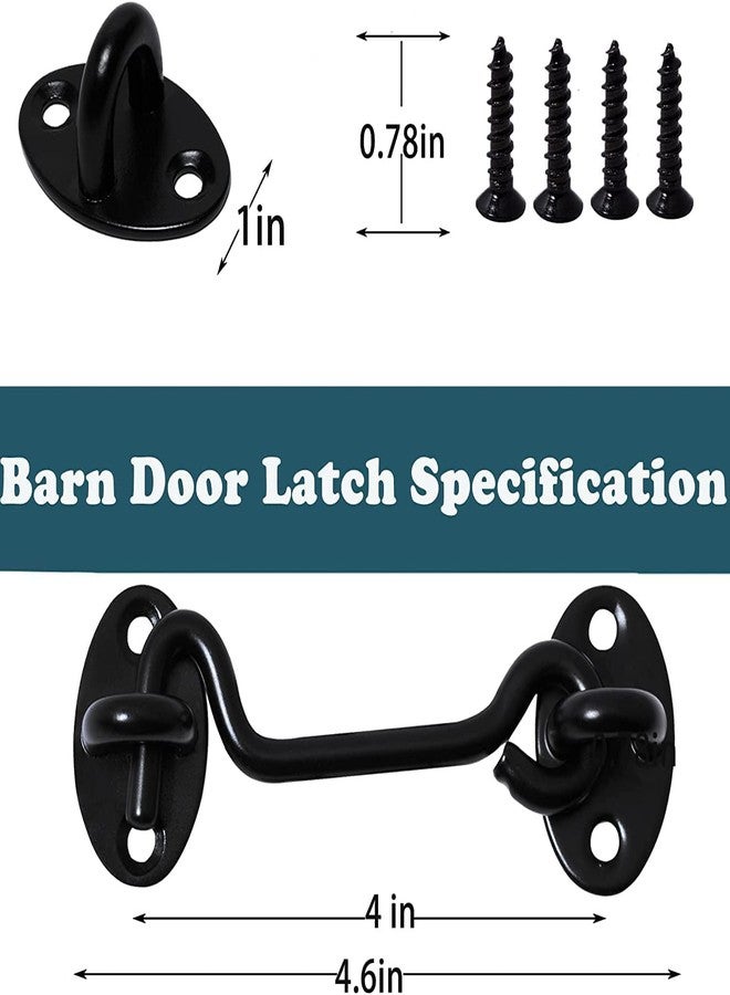 Klurent 4" Barn Door Latch Door Lock Hardware, Sliding Door Lock Eye Hook Latch with Screws, Rust-Resistant Metal Gate Latch(2 Pack) - Image 2