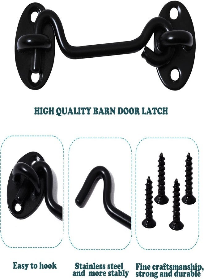 Klurent 4" Barn Door Latch Door Lock Hardware, Sliding Door Lock Eye Hook Latch with Screws, Rust-Resistant Metal Gate Latch(2 Pack) - Image 3