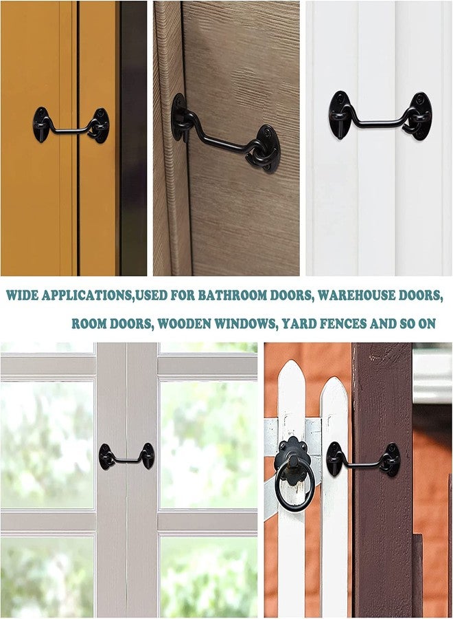 Klurent 4" Barn Door Latch Door Lock Hardware, Sliding Door Lock Eye Hook Latch with Screws, Rust-Resistant Metal Gate Latch(2 Pack) - Image 4