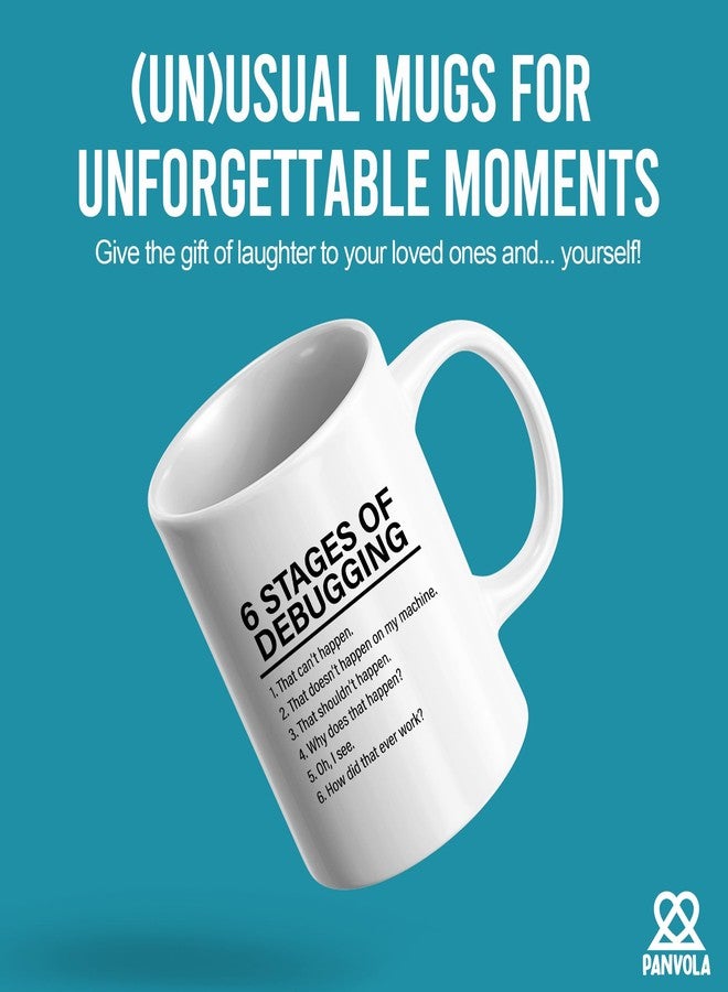 Panvola Stages Of Debugging Computer Programmer Gift Funny Programming Mug For Dad Husband Boyfriend Coworker From Wife Girlfriend Friends 11 oz White Coffee Cup - Image 2