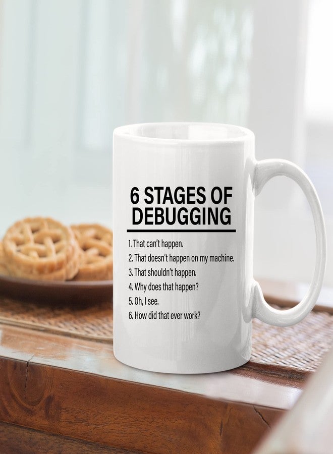 Panvola Stages Of Debugging Computer Programmer Gift Funny Programming Mug For Dad Husband Boyfriend Coworker From Wife Girlfriend Friends 11 oz White Coffee Cup - Image 5