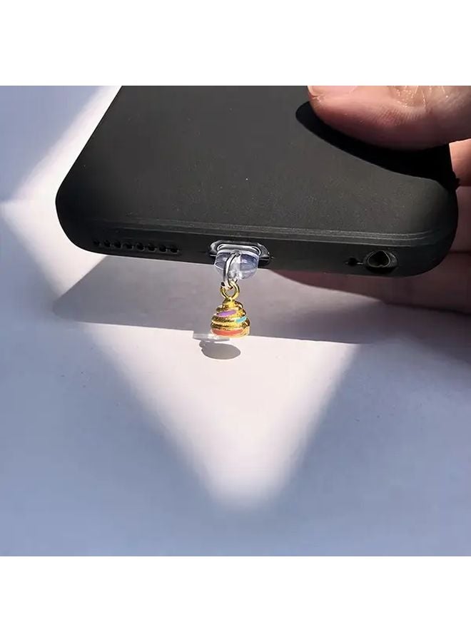 3D Colorful Poop Phone Dust Plug For Type C Charging Port With Rope Pendant - Image 1