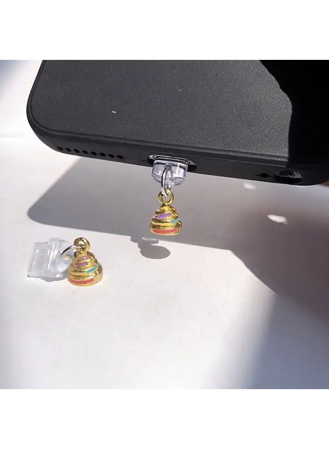 3D Colorful Poop Phone Dust Plug For Type C Charging Port With Rope Pendant - Image 3