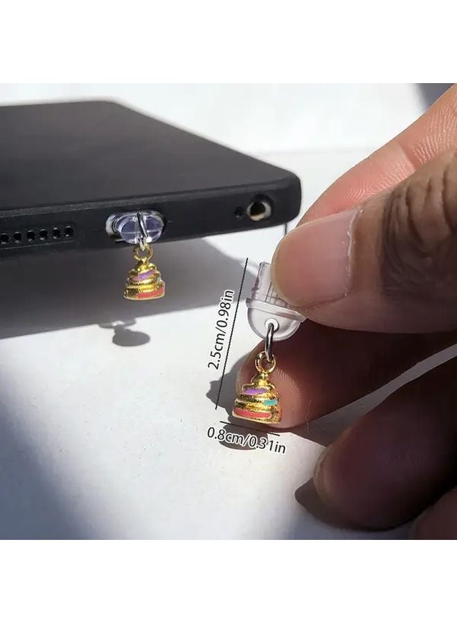 3D Colorful Poop Phone Dust Plug For Type C Charging Port With Rope Pendant - Image 2