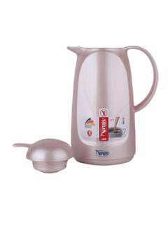 Valk -3 Vacuum Thermose With Push Cover Double Wall Glass With Push Cover 1.0 Liter  Wide Mouth With Anti-Leakage Cap Double Walled  Metallic Pink Color  - Image 3